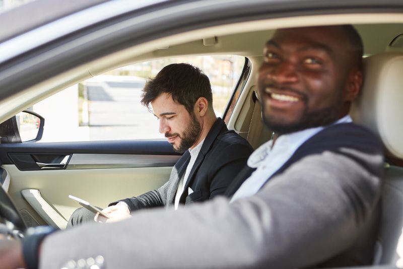 Two men carpooling to work