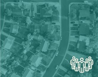 Overhead view of a suburban neighborhood