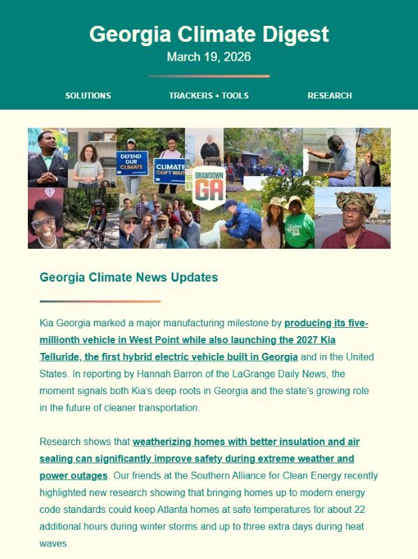 a screenshot of the Georgia Climate Digest newsletter
