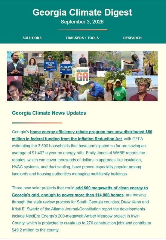 screenshot of email newsletter